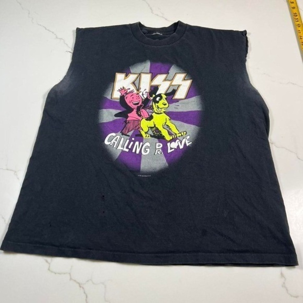 KISS Muscle Tee Mens XL Black 1994 Calling Dr Love Vintage Cut Off Band Shirt